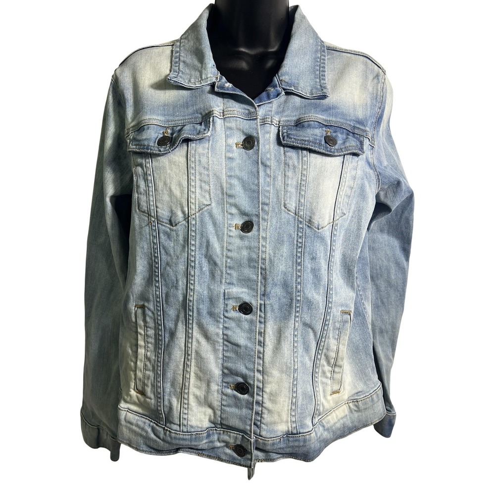 Garnet Hill Jacket Womens 6 Light Wash Denim Jean Trucker Button Front Casual